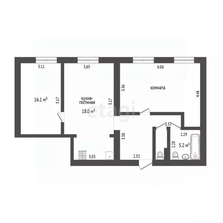2-к кв. Тюменская область, Тюмень ул. Раушана Абдуллина, 7 (79.7 м) - Фото 1