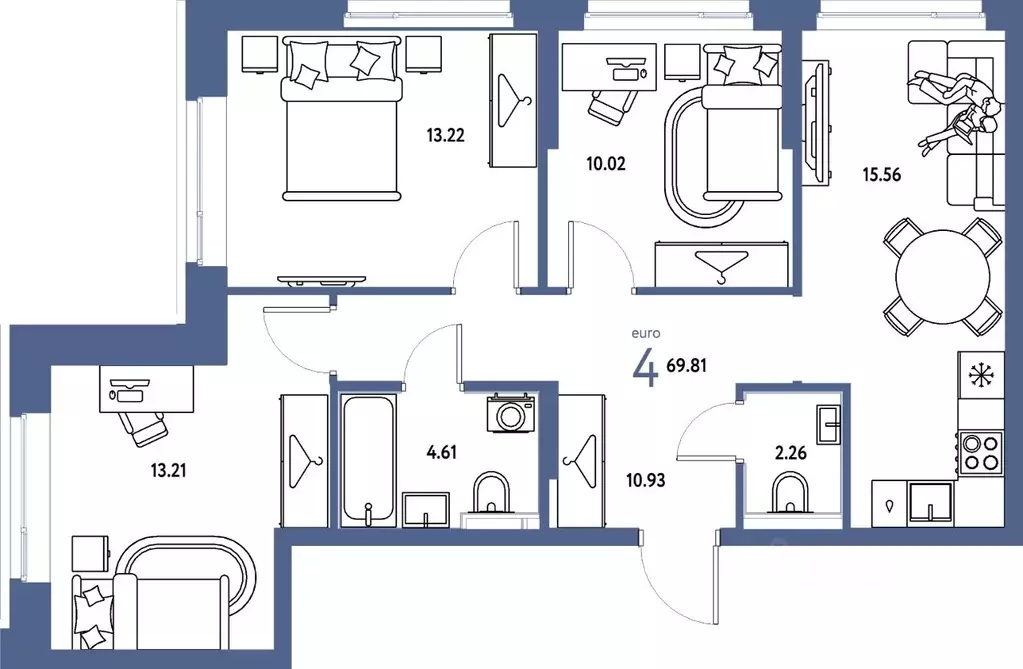 4-к кв. Свердловская область, Екатеринбург ул. Шефская, 28А (69.81 м) - Фото 1