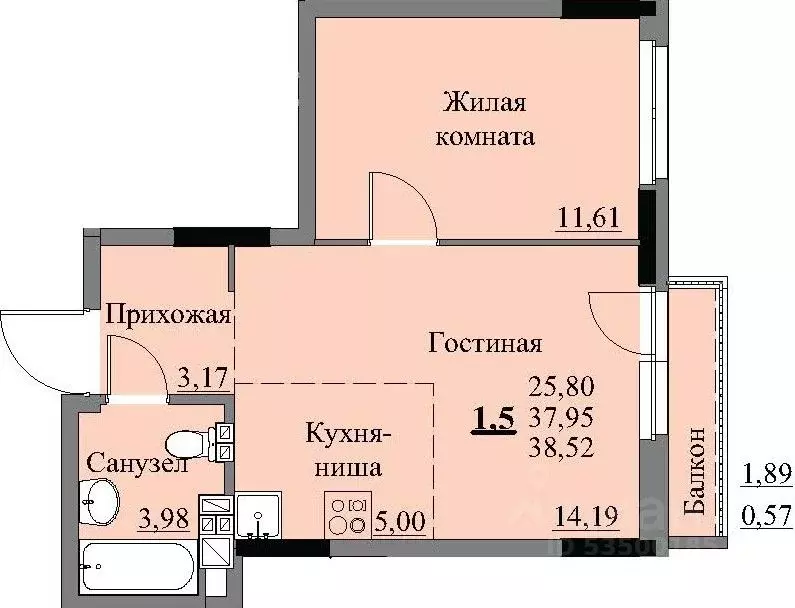 1-к кв. Удмуртия, Ижевск Автопроизводство жилрайон, 3-й мкр, Арден на ... - Фото 1