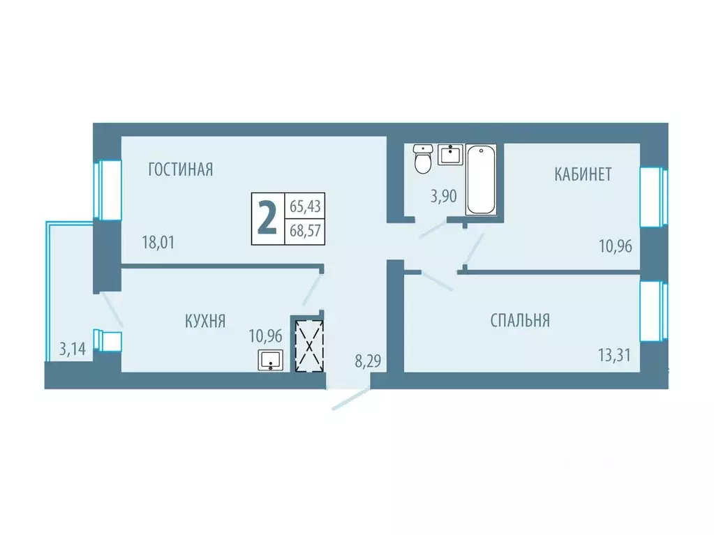 2-к кв. Красноярский край, Железногорск Комсомольская ул., 19 (68.57 ... - Фото 0