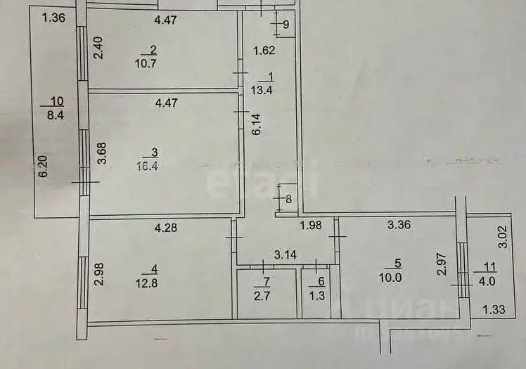 3-к кв. Башкортостан, Салават ул. Губайдуллина, 4 (68.0 м) - Фото 2