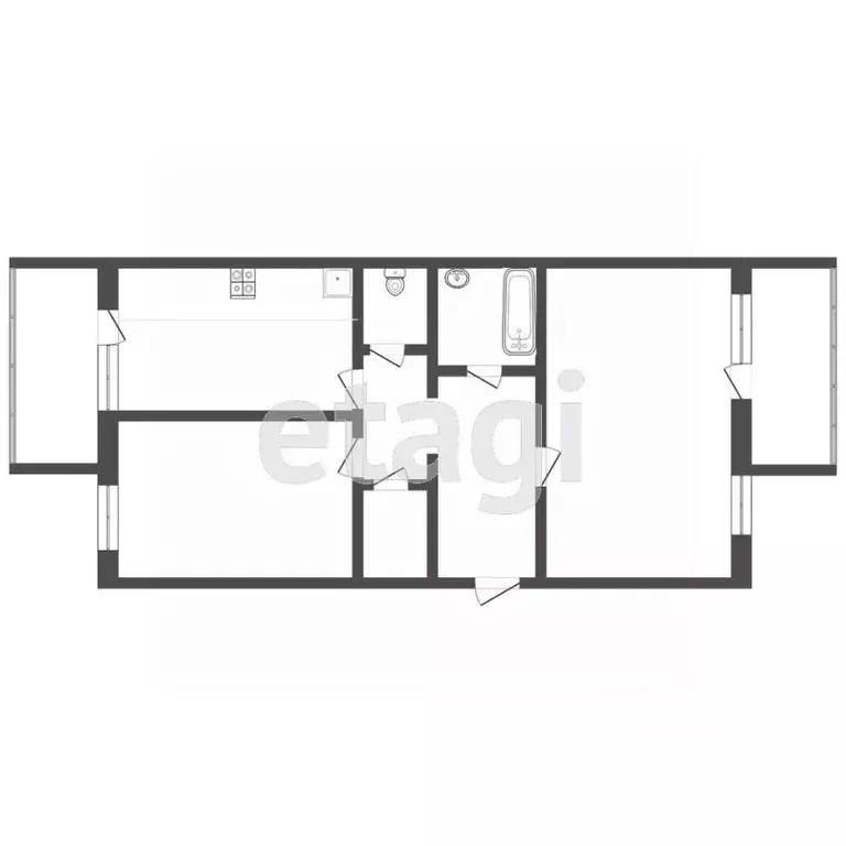 2-к кв. Тюменская область, с. Нижняя Тавда ул. Калинина, 20 (62.8 м) - Фото 1