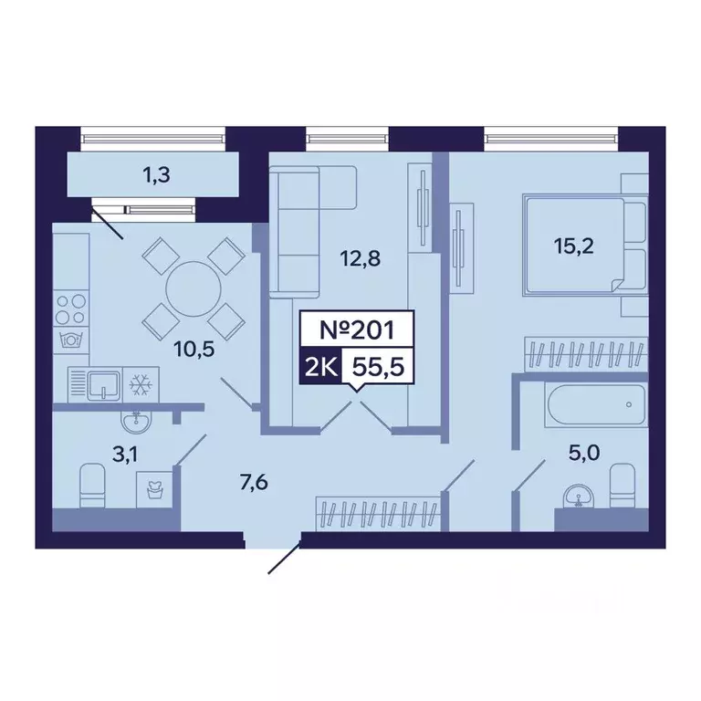 2-к кв. Саха (Якутия), Якутск ул. Новопортовская, 1А/1 (55.5 м) - Фото 0