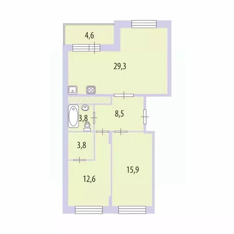 Квартира, 3 комнаты, 78.5 м - Фото 1