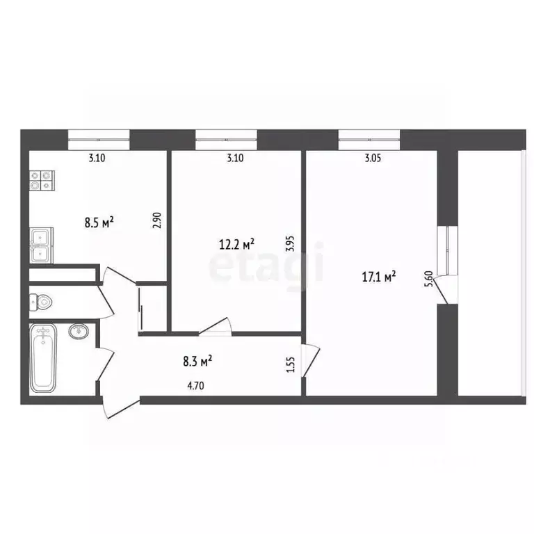 2-к кв. Орловская область, Орел Садовый проезд, 5 (50.5 м) - Фото 2