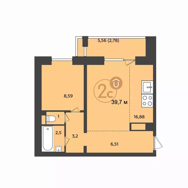 Продаётся 2-к квартира, 39.7 м - Фото 0