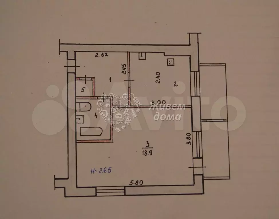 1-к. квартира, 39 м, 6/9 эт. - Фото 0