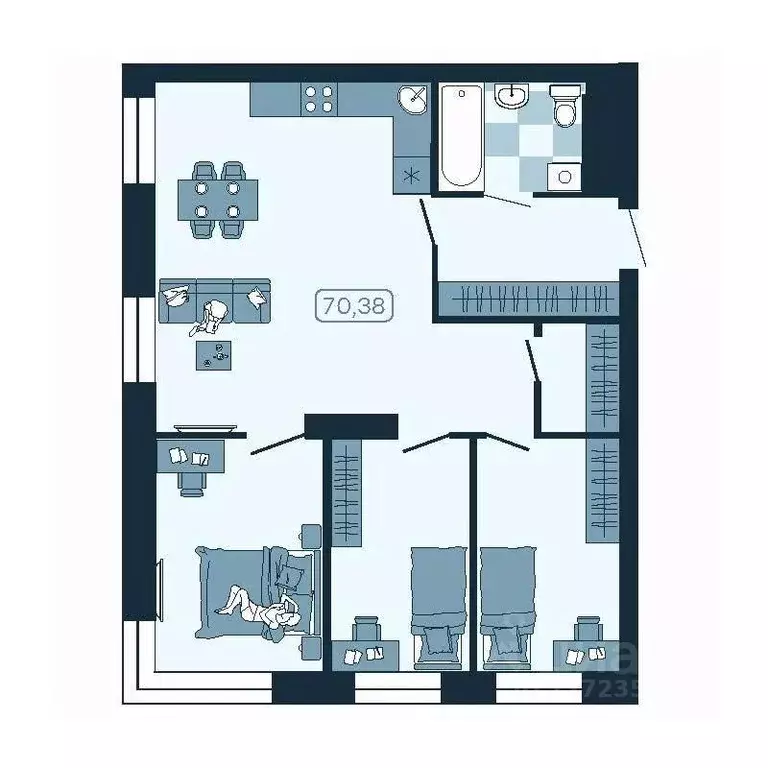4-к кв. Приморский край, Владивосток ул. Борисенко (70.38 м) - Фото 1