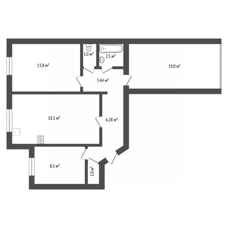 3-к кв. Тюменская область, Тюмень Холодильная ул., 54/2 (69.7 м) - Фото 2