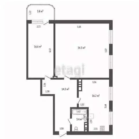 2-к кв. Дагестан, Махачкала просп. Гамидова, 6А (86.0 м) - Фото 1