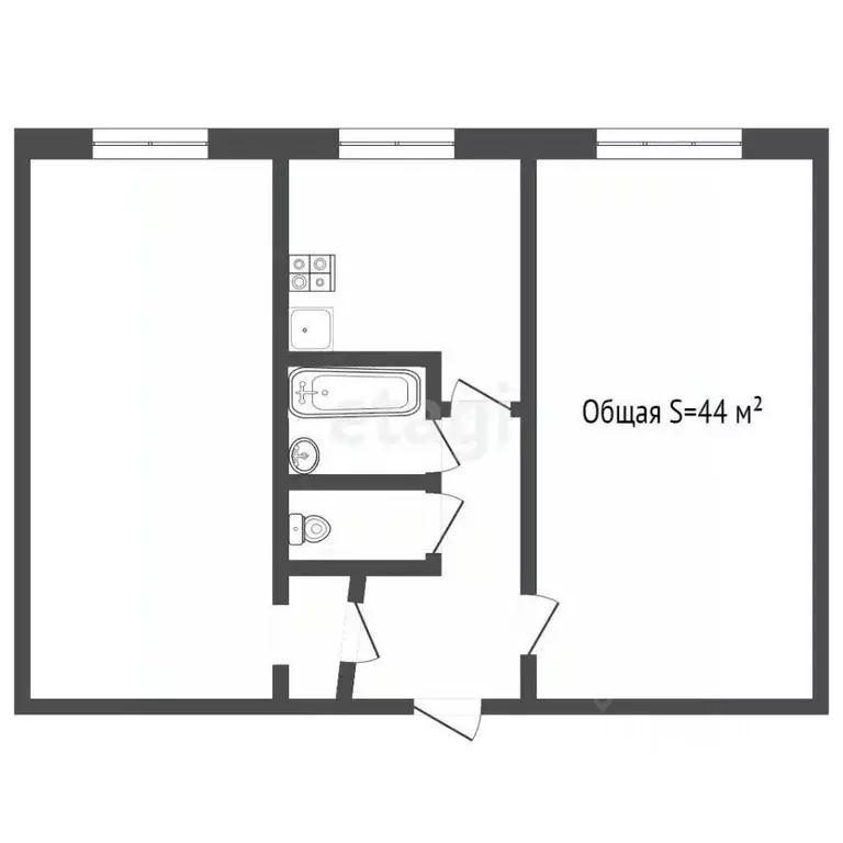 2-к кв. Алтайский край, Белокуриха ул. Братьев Ждановых, 13/1 (44.0 м) - Фото 0