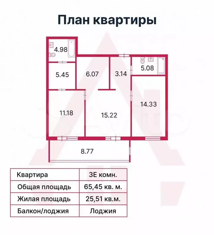 2-к. квартира, 66,3 м, 9/19 эт. - Фото 0