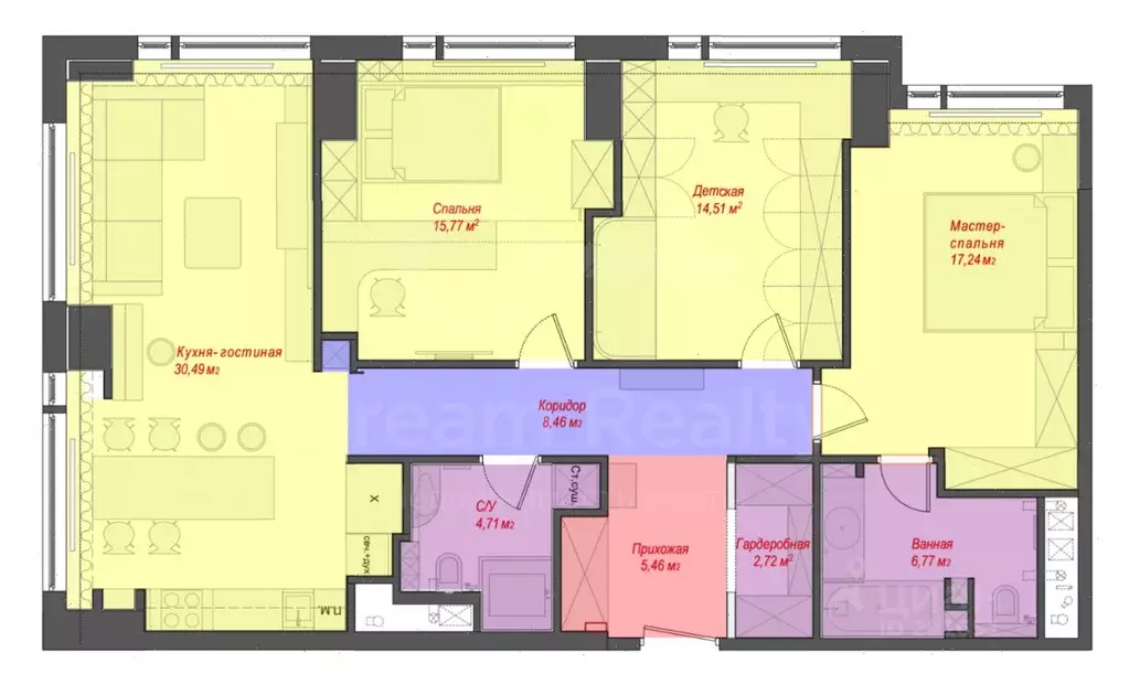 4-к кв. Москва Мичуринский просп., 56 (108.4 м) - Фото 2