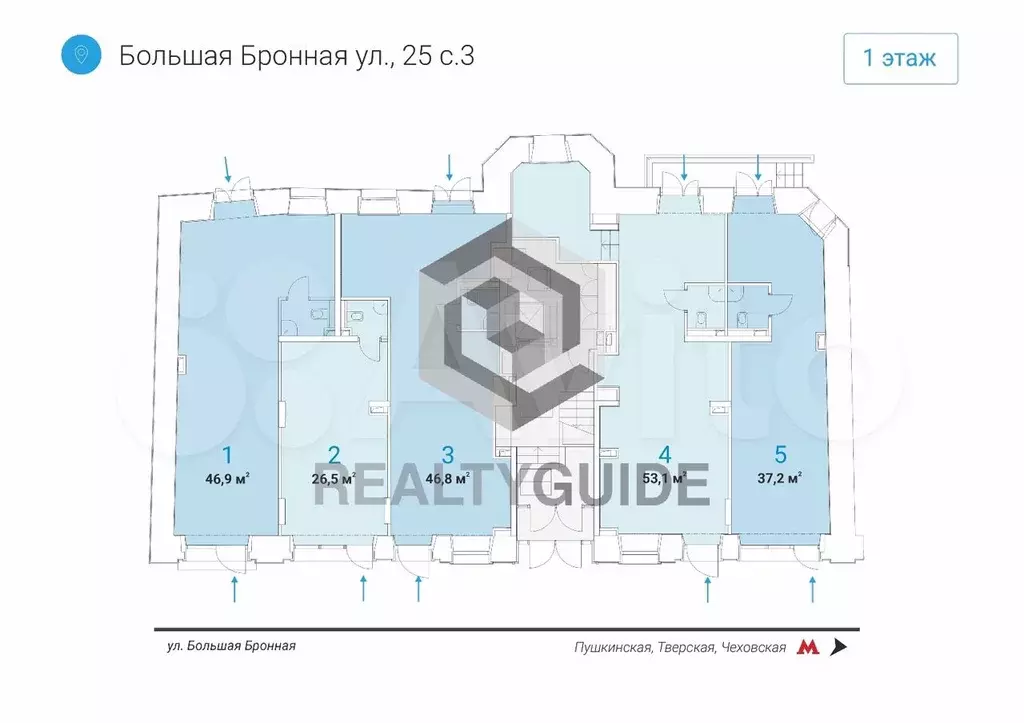 47 м2 Административное здание  Большая Бронная, 25с3  B - Фото 0