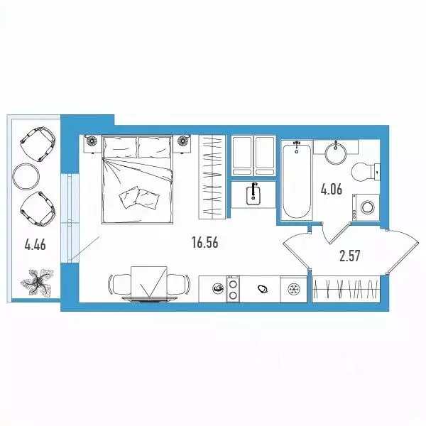Студия Санкт-Петербург ул. Тельмана, 37 (24.53 м) - Фото 0