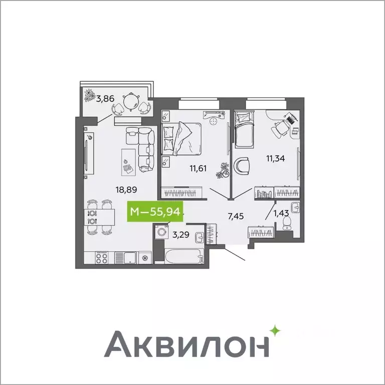 2-к кв. Архангельская область, Северодвинск И-1 кв-л, Аквилон Нео ... - Фото 0