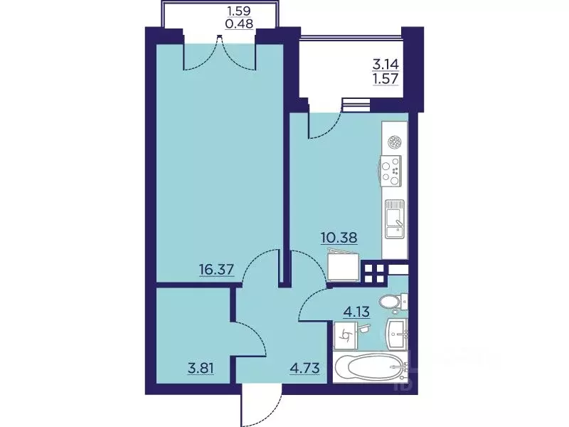 Студия Воронежская область, Воронеж Учхоз кв-л, Городские сады жилой ... - Фото 1