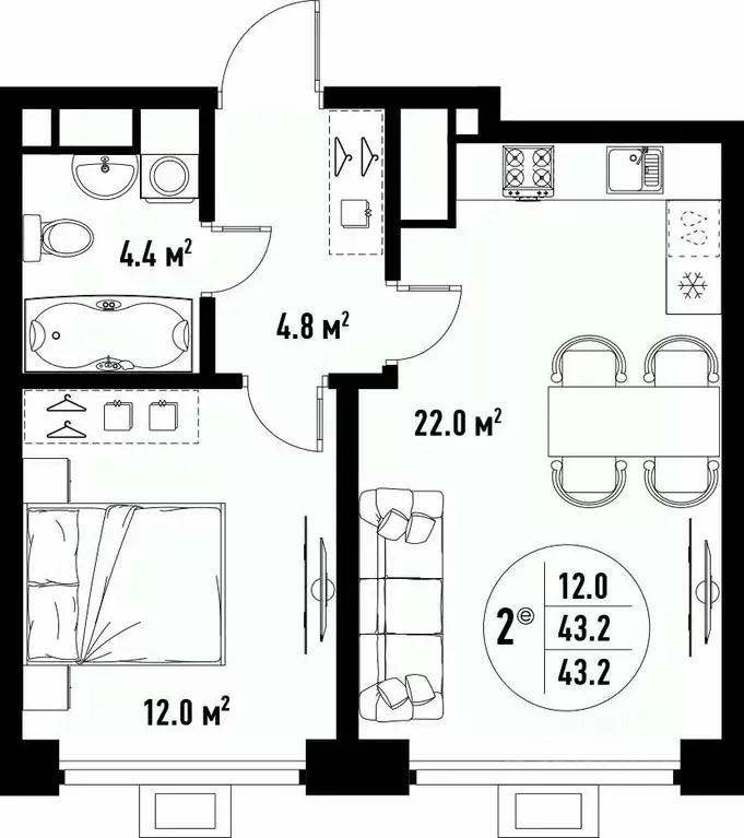 2-к кв. Астраханская область, Астрахань ул. Бэра, 29 (43.2 м) - Фото 2
