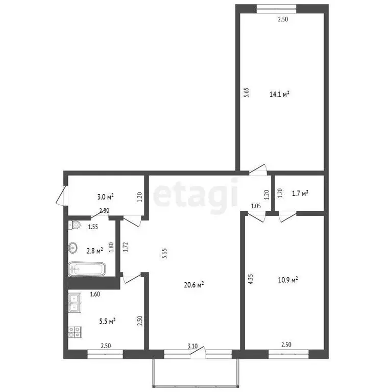 3-комнатная квартира: Шебекино, улица Ленина, 37 (60 м) - Фото 0