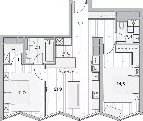 2-комнатная квартира: Москва, Береговой проезд, 2к1 (64 м) - Фото 1