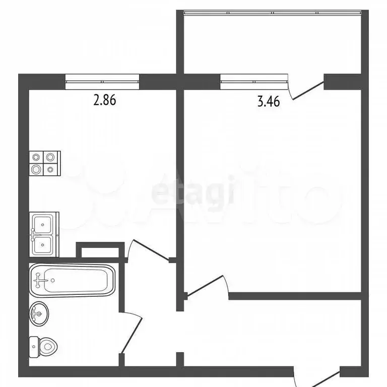 1-к. квартира, 33,5 м, 6/10 эт. - Фото 0