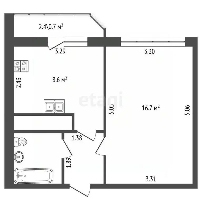 1-к кв. Санкт-Петербург ул. Вавиловых, 10к1 (31.3 м) - Фото 2