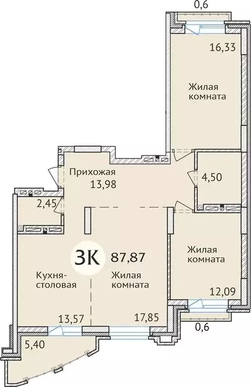 3-к кв. Новосибирская область, Новосибирск ул. Дуси Ковальчук, 248/1 ... - Фото 0