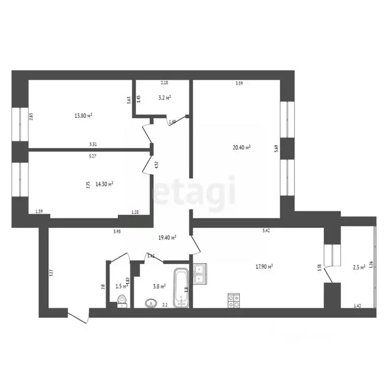 3-к кв. Забайкальский край, Чита ул. Нечаева, 74 (94.3 м) - Фото 1