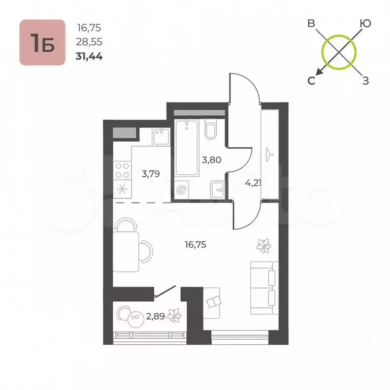 Квартира-студия, 30 м, 16/16 эт. - Фото 0