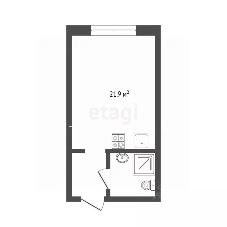 Студия Тюменская область, Тюмень Полевая ул., 117к8 (21.9 м) - Фото 1