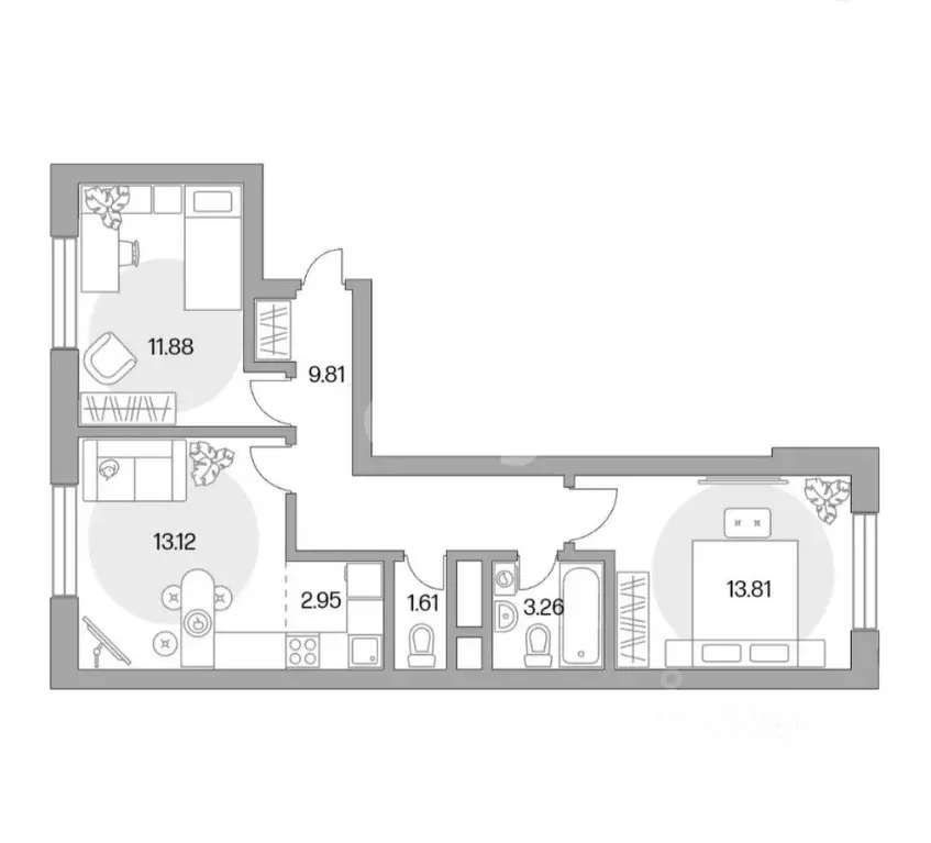 2-к кв. Московская область, Красногорск Ильинойс жилой комплекс (56.44 ... - Фото 1