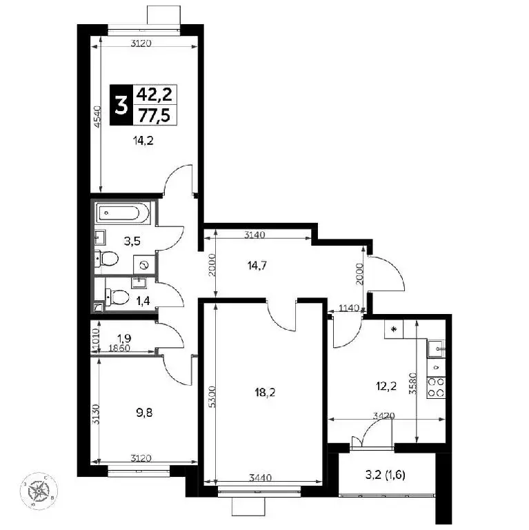 Продается 3-комнатная квартира - Фото 1