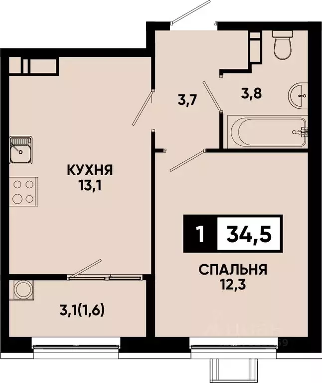 1-к кв. Ставропольский край, Кисловодск Моя Легенда жилой комплекс ... - Фото 1