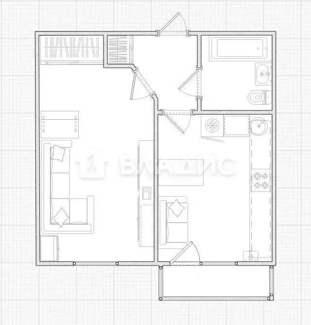1-к кв. Калужская область, Калуга ул. Полесская, 43 (36.1 м) - Фото 2