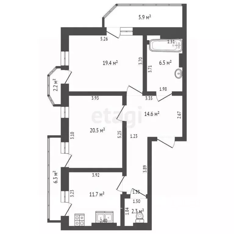 2-к кв. Самарская область, Самара просп. Карла Маркса, 177А (90.0 м) - Фото 2