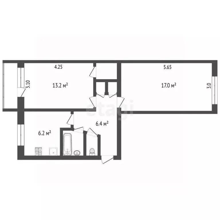 2-к кв. Ярославская область, Ярославль ул. 8 Марта, 9 (48.2 м) - Фото 1