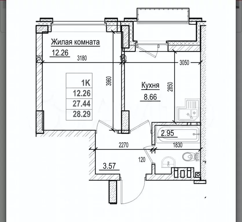1-к. квартира, 27 м, 8/22 эт. - Фото 0