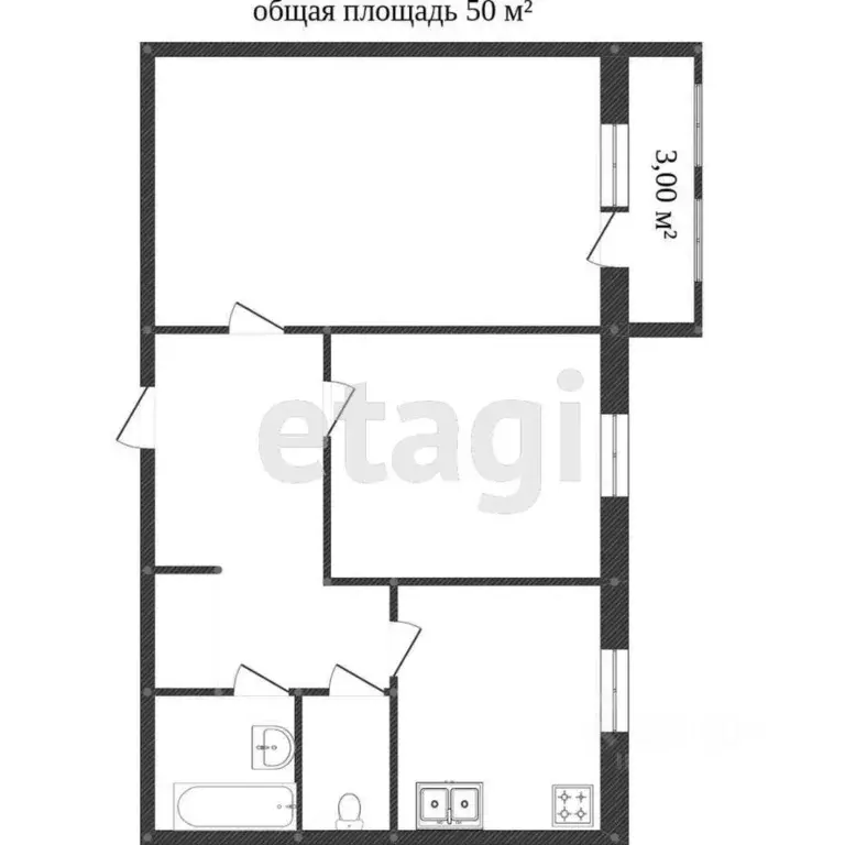 2-к кв. Костромская область, Кострома Речной просп., 7 (49.9 м) - Фото 1