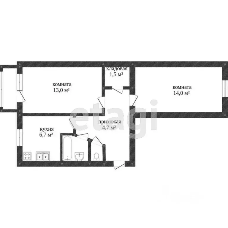 2-к кв. Тюменская область, Ишим ул. Шаронова (45.0 м) - Фото 1