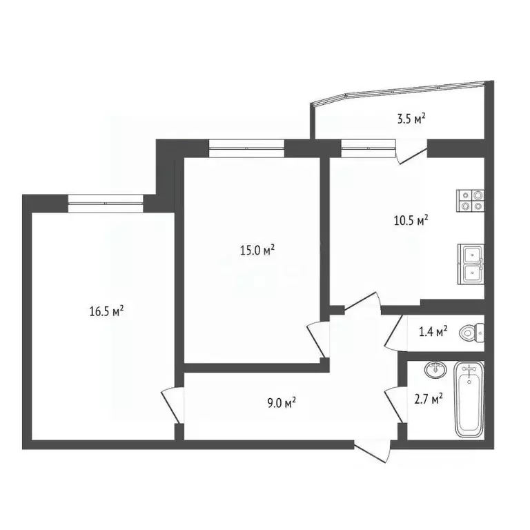 2-к кв. Ярославская область, Ярославль Суздальская ул., 89 (54.7 м) - Фото 1