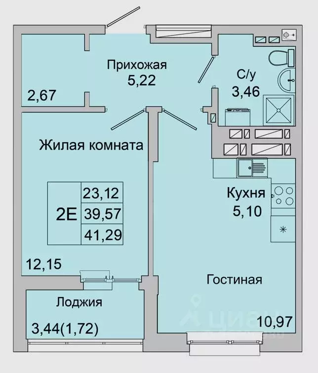 2-к кв. Ростовская область, Батайск ул. Булгакова, 11 (41.29 м) - Фото 0