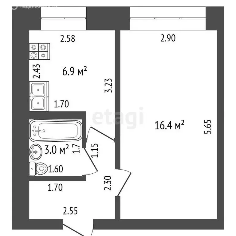 1-комнатная квартира: Стерлитамак, улица Худайбердина, 97 (30.2 м) - Фото 1