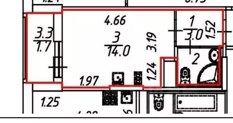 Студия Санкт-Петербург ул. Вадима Шефнера, 12к1 (19.7 м) - Фото 2