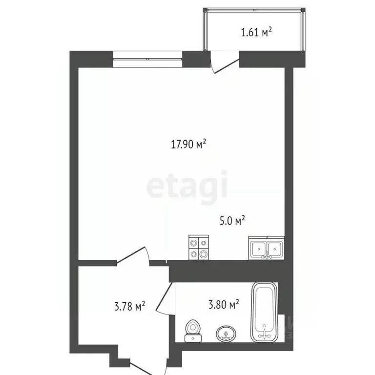 Студия Ростовская область, Ростов-на-Дону ул. Мечникова, 37 (26.0 м) - Фото 1