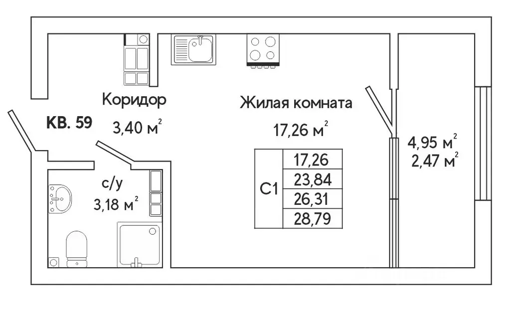 1-к кв. Свердловская область, Екатеринбург ул. Яскина, 14/3 (28.4 м) - Фото 1