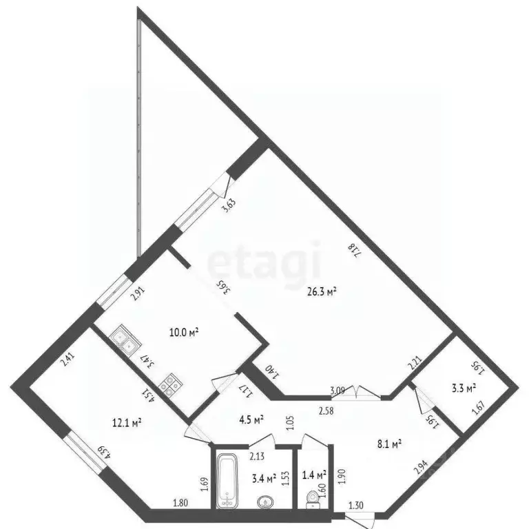 2-к кв. Саха (Якутия), Якутск ул. Пояркова, 17 (68.6 м) - Фото 1