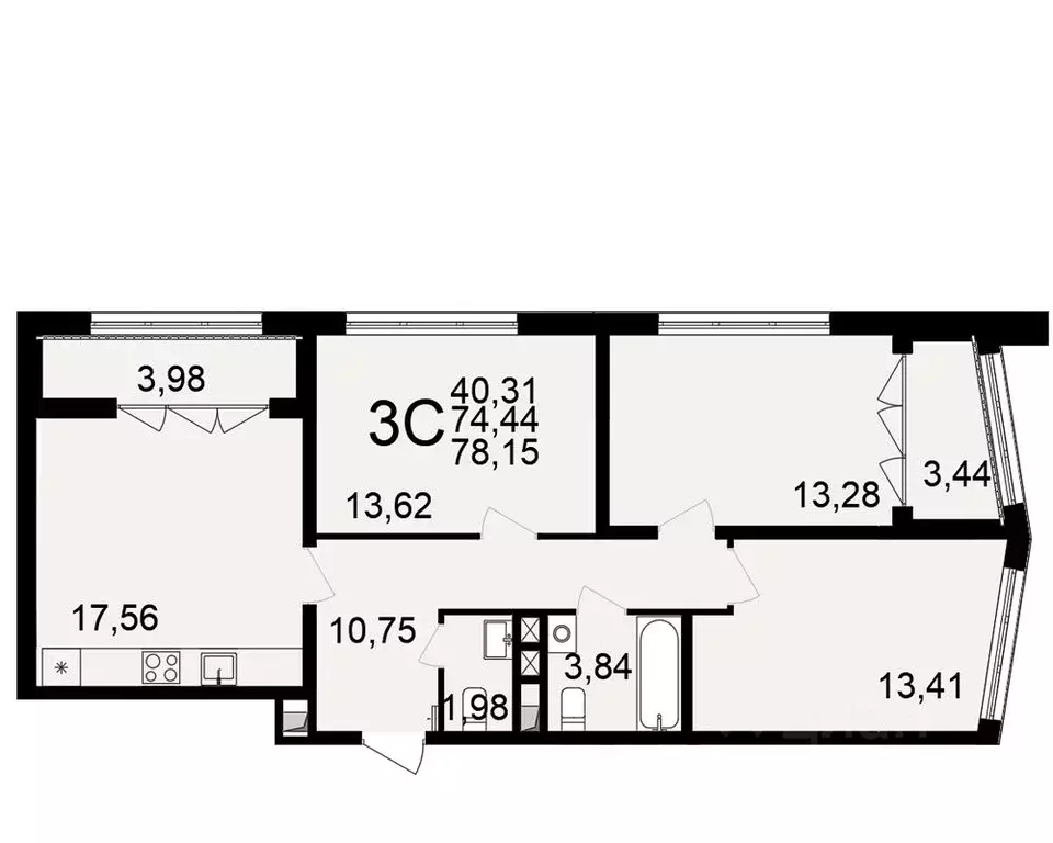 3-к кв. Тульская область, Тула пос. Горелки,  (78.15 м) - Фото 0