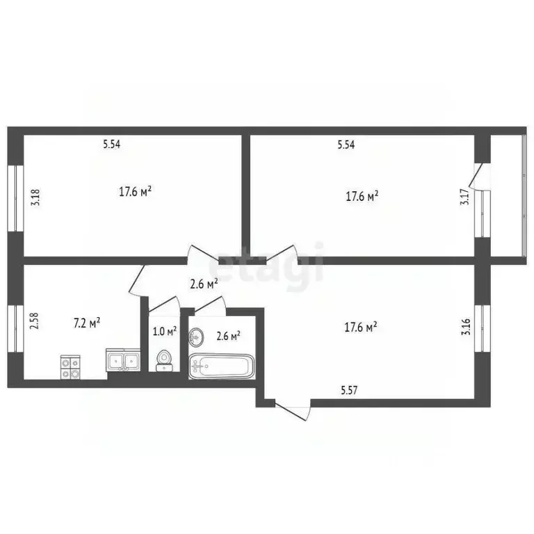 3-к кв. Ямало-Ненецкий АО, Ноябрьск Магистральная ул., 75 (67.4 м) - Фото 1