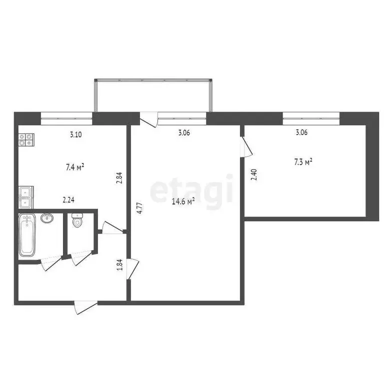 2-комнатная квартира: Вологда, Первомайская улица, 4 (36 м) - Фото 0