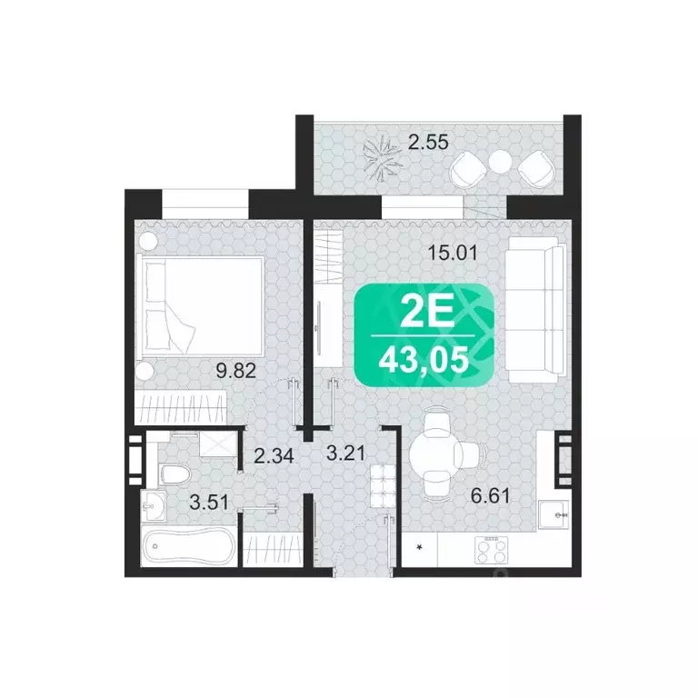 2-к кв. Забайкальский край, Чита ул. Богдана Хмельницкого, 14 (43.05 ... - Фото 1